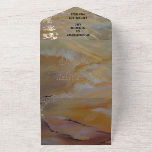 Abstracte gouden oneindige bruiloft all in one uitnodiging (Buitenkant)