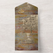 Abstracte gouden oneindige bruiloft all in one uitnodiging (Binnen)