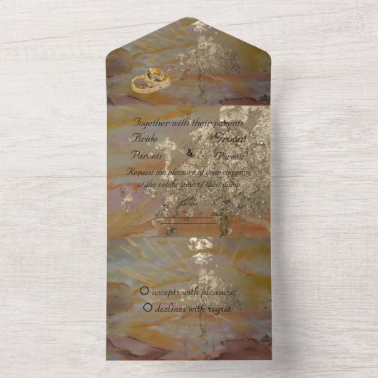 Abstracte gouden oneindige bruiloft all in one uitnodiging (Binnen)