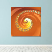 Abstracte gouden oranje verloop spiraal fractaal canvas afdruk (Insitu (Houten vloer))