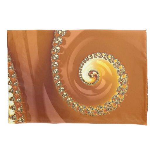 Abstracte gouden oranje verloop spiraal fractaal kussensloop (Voorkant)