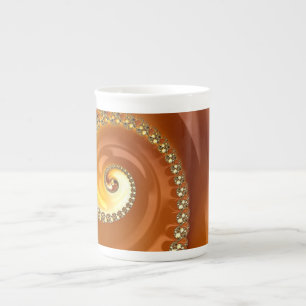 Abstracte gouden oranje verloop spiraal fractaal porselein kop