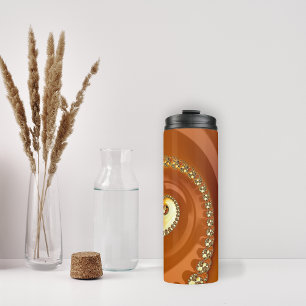 Abstracte gouden oranje verloop spiraal fractaal thermosbeker