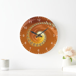 Abstracte gouden oranje verloop spiraal fractale g grote klok