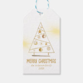 Abstracte Gouden Ornamenten Boom Vrolijk Kerstfees Cadeaulabel (Voorkant)