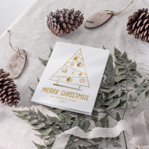 Abstracte Gouden Ornamenten Boom Vrolijk Kerstfees Feestdagen Kaart