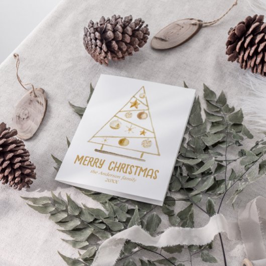 Abstracte Gouden Ornamenten Boom Vrolijk Kerstfees Feestdagen Kaart