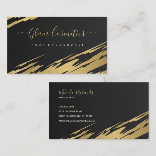 Abstracte gouden penseelstreek visitekaartje (Voorkant / Achterkant)