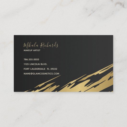 Abstracte gouden penseelstreek visitekaartje (Achterkant)