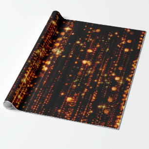 Abstracte gouden regen met heldere deeltjes met ee cadeaupapier