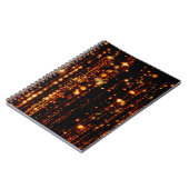 Abstracte gouden regen met heldere deeltjes met ee notitieboek (Linkerzijde)