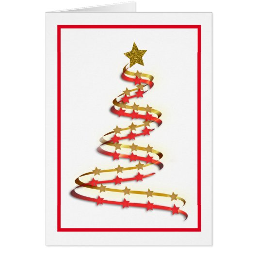 Abstracte gouden rode lint kerstboom op maat (Voorkant)
