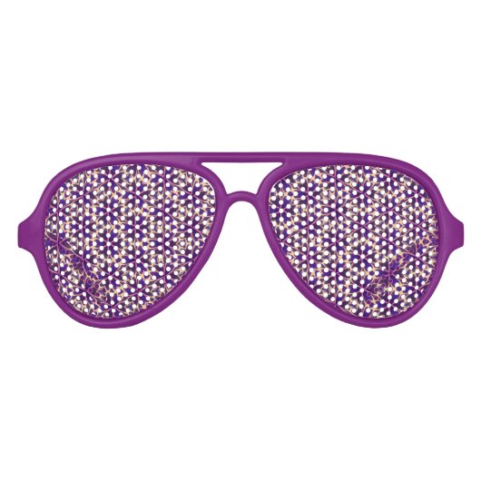 Abstracte gouden roze bloemen aviator zonnebril (Voorkant)