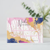 Abstracte Gouden Roze Chic Press op Nail Display K Bedankkaart (Staand voorkant)