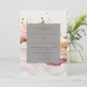 Abstracte gouden roze unieke bruiloft kaart (Staand voorkant)