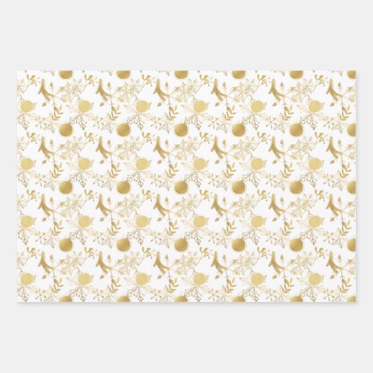 Abstracte gouden sneeuwvlokbeestjes Blauw Inpakpapier Vel (Voorkant 2)