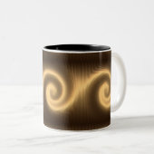 abstracte gouden spiraaltextuur tweekleurige koffiemok (Voorkant rechts)