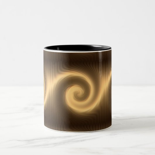 abstracte gouden spiraaltextuur tweekleurige koffiemok (Center)