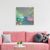 Abstracte gouden sterren Vloeibaar verf Canvas Afdruk (Insitu (Woonkamer))