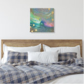 Abstracte gouden sterren Vloeibaar verf Canvas Afdruk (Insitu (Slaapkamer))