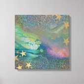 Abstracte gouden sterren Vloeibaar verf Canvas Afdruk (Voorkant)