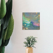 Abstracte gouden sterren Vloeibaar verf Canvas Afdruk