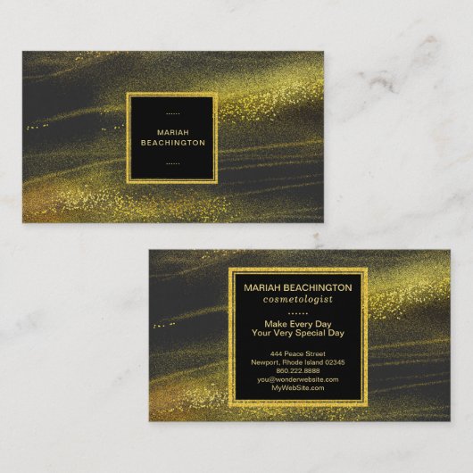 *~* Abstracte gouden stof en zwarte opwindende ban Visitekaartje (Voorkant / Achterkant)
