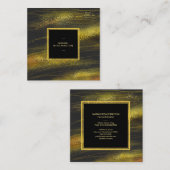 ** Abstracte gouden stof en zwarte opwindende band Vierkante Visitekaartje (Voorkant / Achterkant)