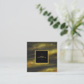 ** Abstracte gouden stof en zwarte opwindende band Vierkante Visitekaartje (Staand voorkant)