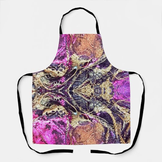 Abstracte gouden touwen & zwart en roze stropdas k schort (Voorkant)