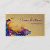 Abstracte gouden waterverf kleurrijke inkt visitekaartje (Voorkant)