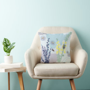 Abstracte Gouden Wattle Moderne Acacia Illustratie Kussen