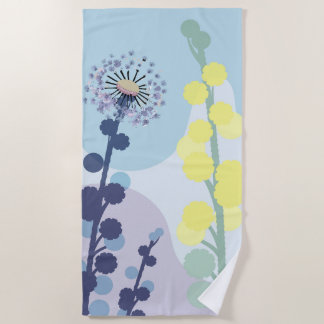 Abstracte Gouden Wattle Moderne Acacia Illustratie Strandlaken