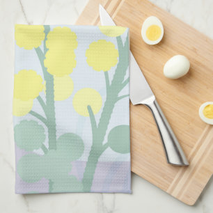 Abstracte Gouden Wattle Moderne Acacia Illustratie Theedoek