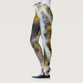 Abstracte gouden witte lijnen rotsachtige textuur leggings (Links)