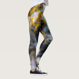 Abstracte gouden witte lijnen rotsachtige textuur leggings