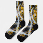 Abstracte gouden witte lijnen rotsachtige textuur sokken (Links)