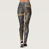 Abstracte gouden witte lijnen rotstextuur leggings (Achterkant)