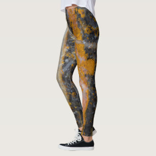 Abstracte gouden witte lijnen rotstextuur leggings
