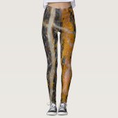 Abstracte gouden witte lijnen rotstextuur leggings (Voorkant)