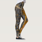 Abstracte gouden witte lijnen rotstextuur leggings (Rechts)