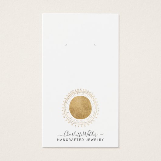 Abstracte Gouden Zon Faux Folie Oorbel Display Kaa Visitekaartje (Voorkant)