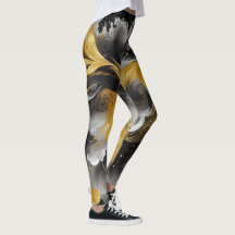 Abstracte gouden zwarte yoga- of alledaagse leggin