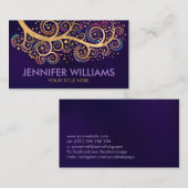 Abstracte gouden zwenkboomtak - kleurrijke bladere visitekaartje (Voorkant / Achterkant)