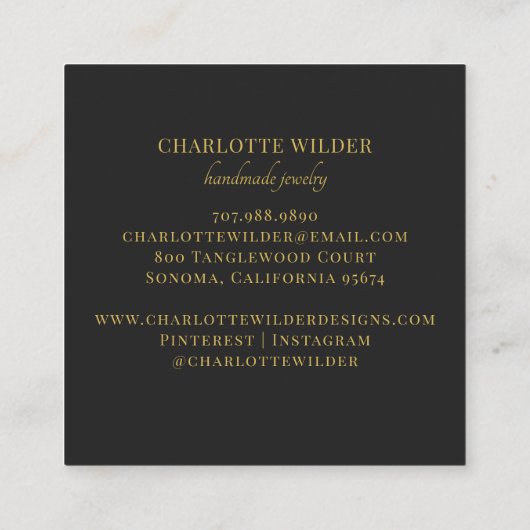 Abstracte goudflescirkel vierkant zwart vierkante visitekaartje (Achterkant)