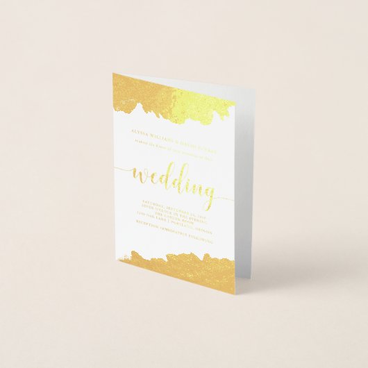 Abstracte goudfolie | huwelijksuitnodiging folie kaarten (Voorkant)