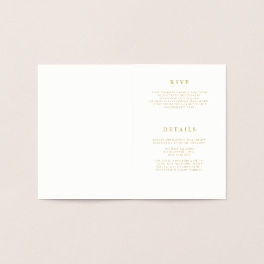 Abstracte goudfolie | huwelijksuitnodiging folie kaarten (Binnen)