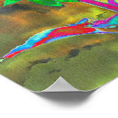 Abstracte goudgroene zonnebloem | retro funky poster (Hoek)