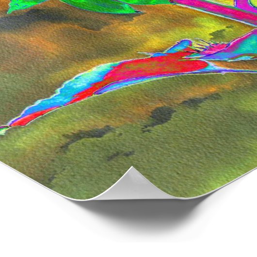 Abstracte goudgroene zonnebloem | retro funky poster (Hoek)