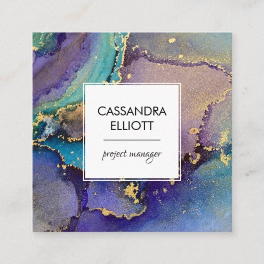 Abstracte goudkleurige goudvetten met vloeiende  k vierkante visitekaartje (Voorkant)